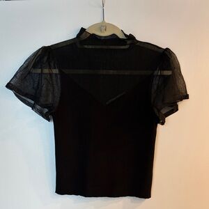 Zara Black Sheer Sleeve Blouse